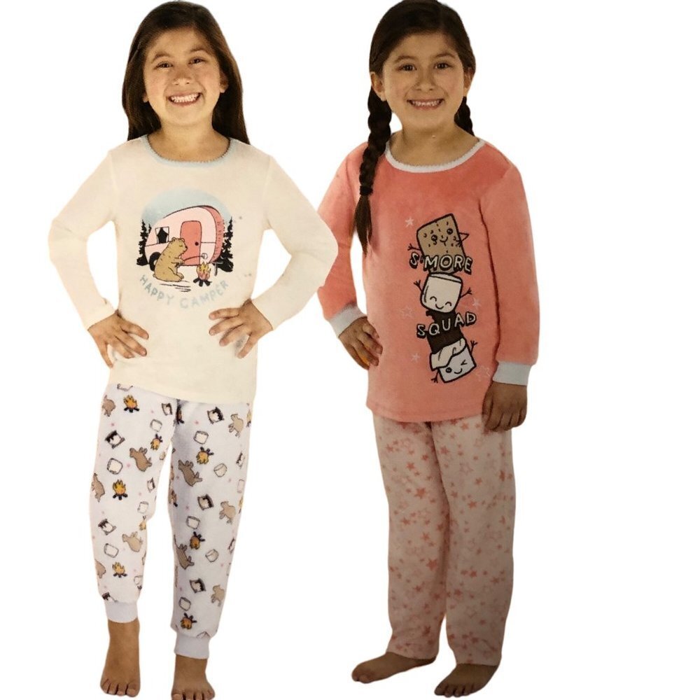 Member's Mark Girl's‎ 2 Long Sleeve & 2 Pants 4-Piece Fleece Pajama Set 2T NWT